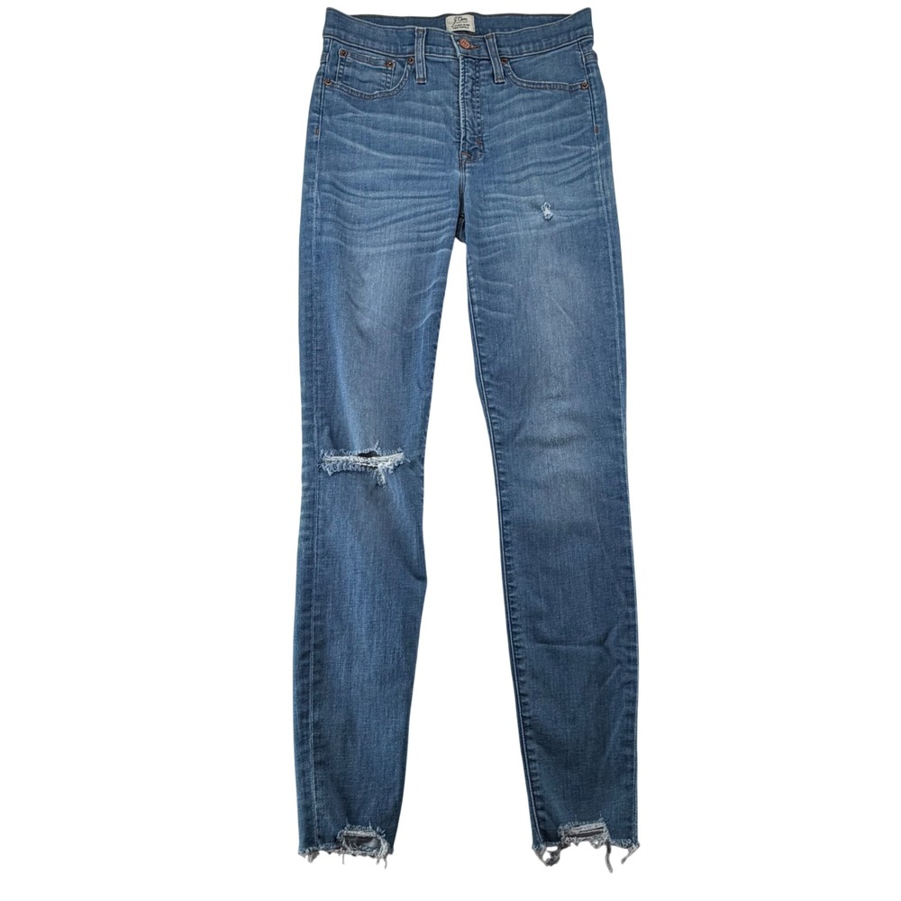 J Crew 9" High-Rise Toothpick Jeans Womens 28T Tall W28x30.5L Distressed Raw Hem